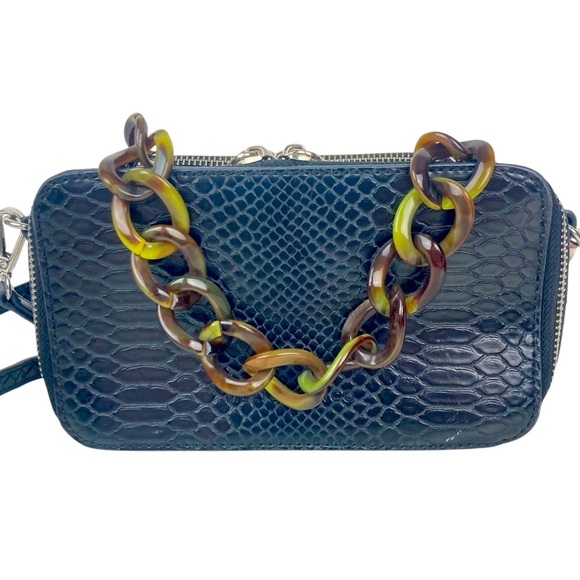 MELIE BIANCO Demi Snake Crossbody Bag with Acrylic Links Top Handle - Picture 2 of 14